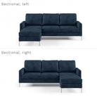 Chapman L Shaped Corner Sofa with Chrome Legs in Blue Velvet by Dorel - Price Crash Furniture