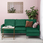 Chapman L Shaped Corner Sofa with Chrome Legs in Green Velvet by Dorel - Price Crash Furniture