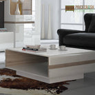 Chelsea 75cm Small Coffee Table in White Gloss with Truffle Oak - Price Crash Furniture