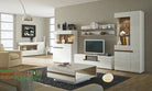 Chelsea Living Wide TV Unit in White Gloss With a Truffle Oak Trim - Price Crash Furniture