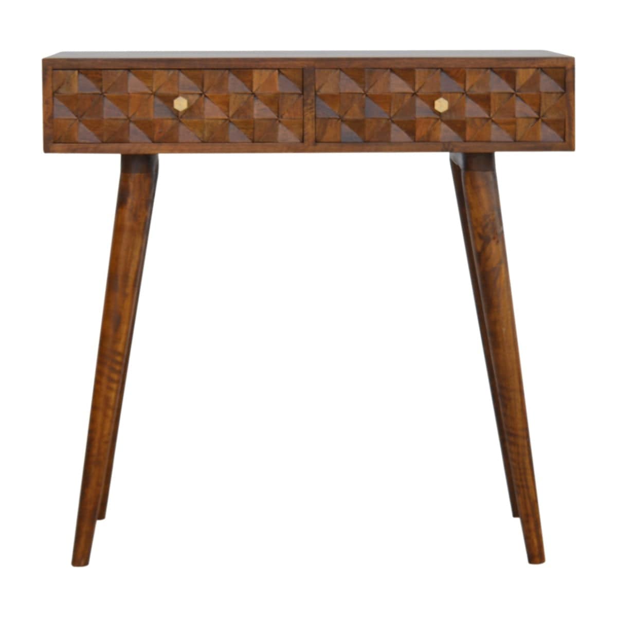 Chestnut Diamond Carved Console Table - Price Crash Furniture