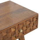 Chestnut Diamond Carved Console Table - Price Crash Furniture