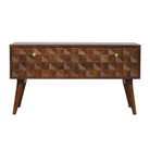 Chestnut Diamond Carved Storage Hallway Bench Seat - Price Crash Furniture