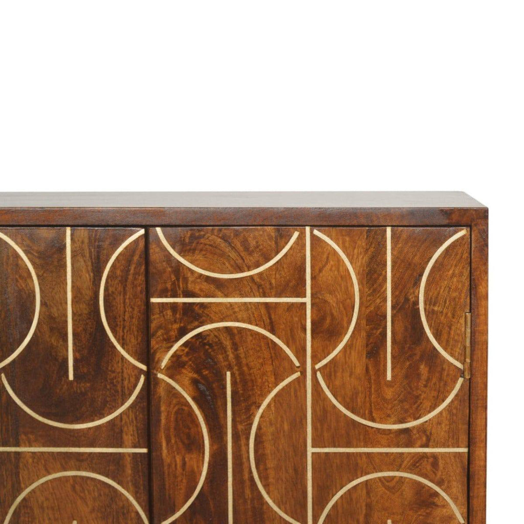 Chestnut Gold Inlay Abstract Cabinet - Price Crash Furniture