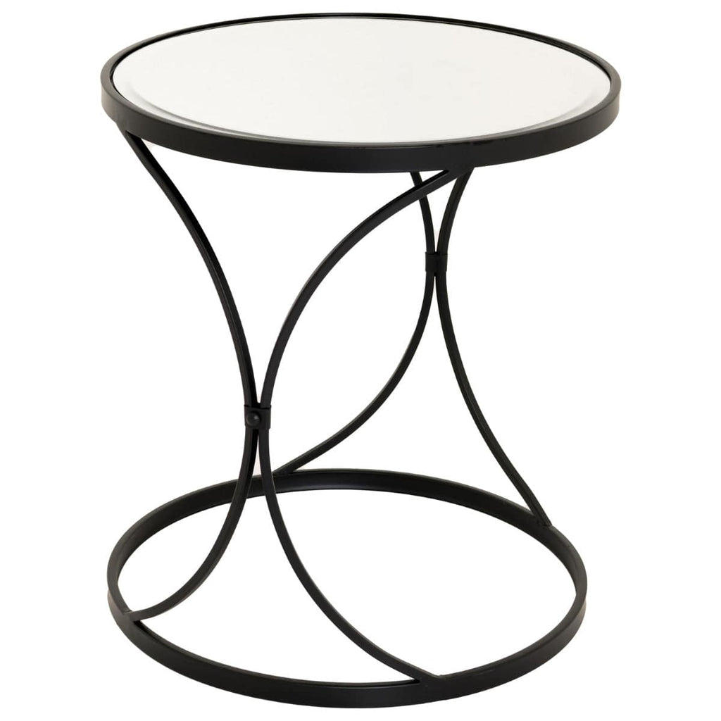 Concaved Set Of Two Black Mirrored Side Tables - Price Crash Furniture