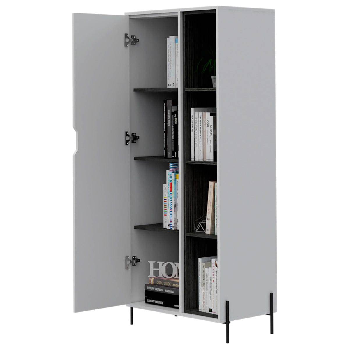 Core Dallas Bookcase Display Unit in White & Carbon Grey Oak Effect - Price Crash Furniture