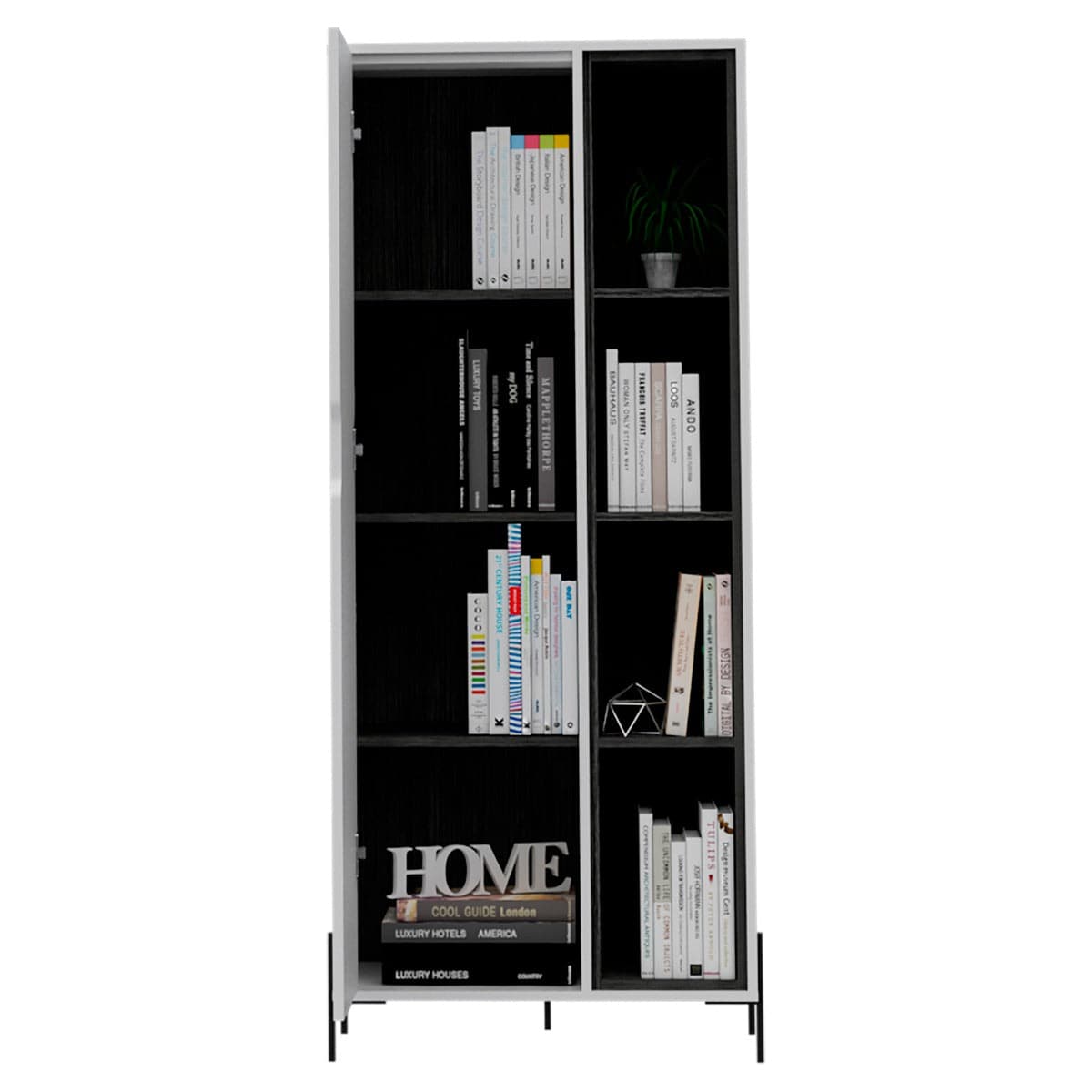 Core Dallas Bookcase Display Unit in White & Carbon Grey Oak Effect - Price Crash Furniture