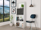 Core Dallas Bookcase with Doors in White & Carbon Grey Oak Effect - Price Crash Furniture