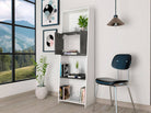 Core Dallas Bookcase with Doors in White & Carbon Grey Oak Effect - Price Crash Furniture