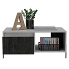 Core Dallas Coffee Table 2 Doors in White & Carbon Grey Oak Effect - Price Crash Furniture