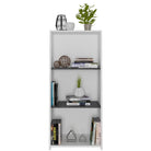 Core Dallas Low Bookcase in White & Carbon Grey Oak Effect - Price Crash Furniture