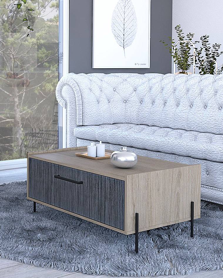 Core Harvard Storage Coffee Table in Grey & Washed Oak Effect - Price Crash Furniture