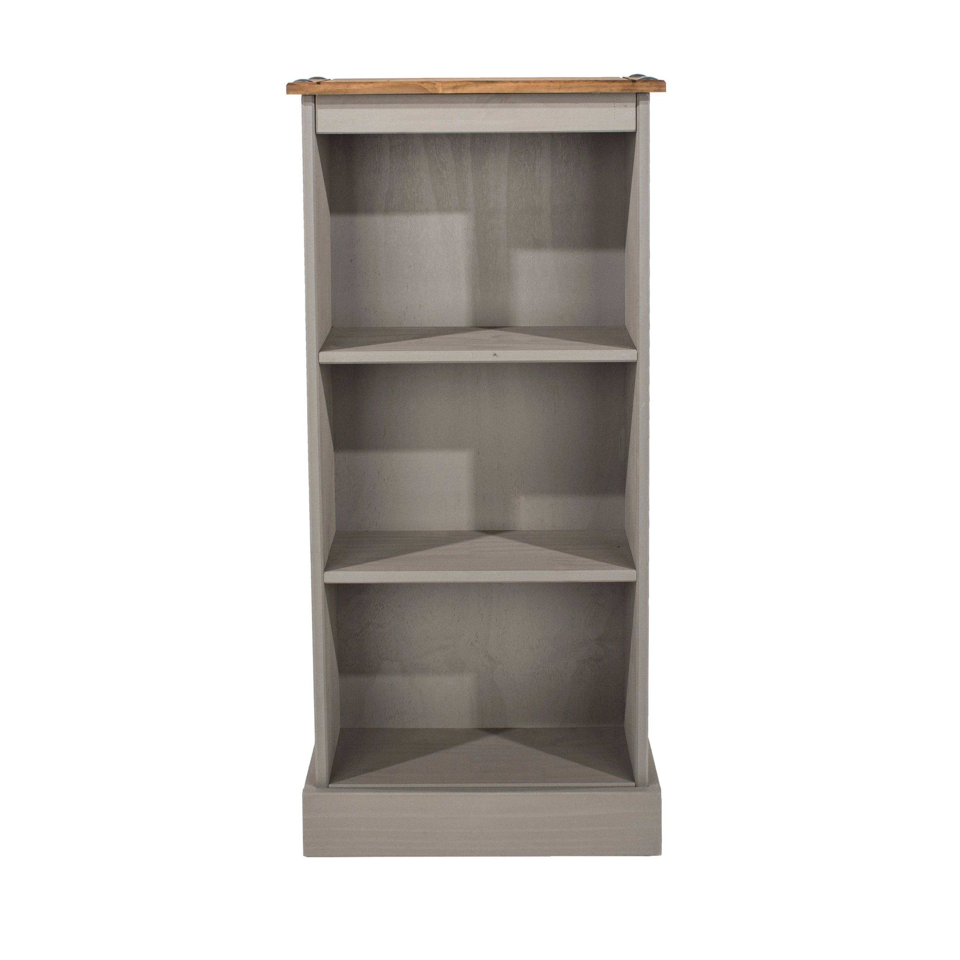 Core Products Corona Pine Grey Wax Low Narrow Bookcase - Price Crash Furniture