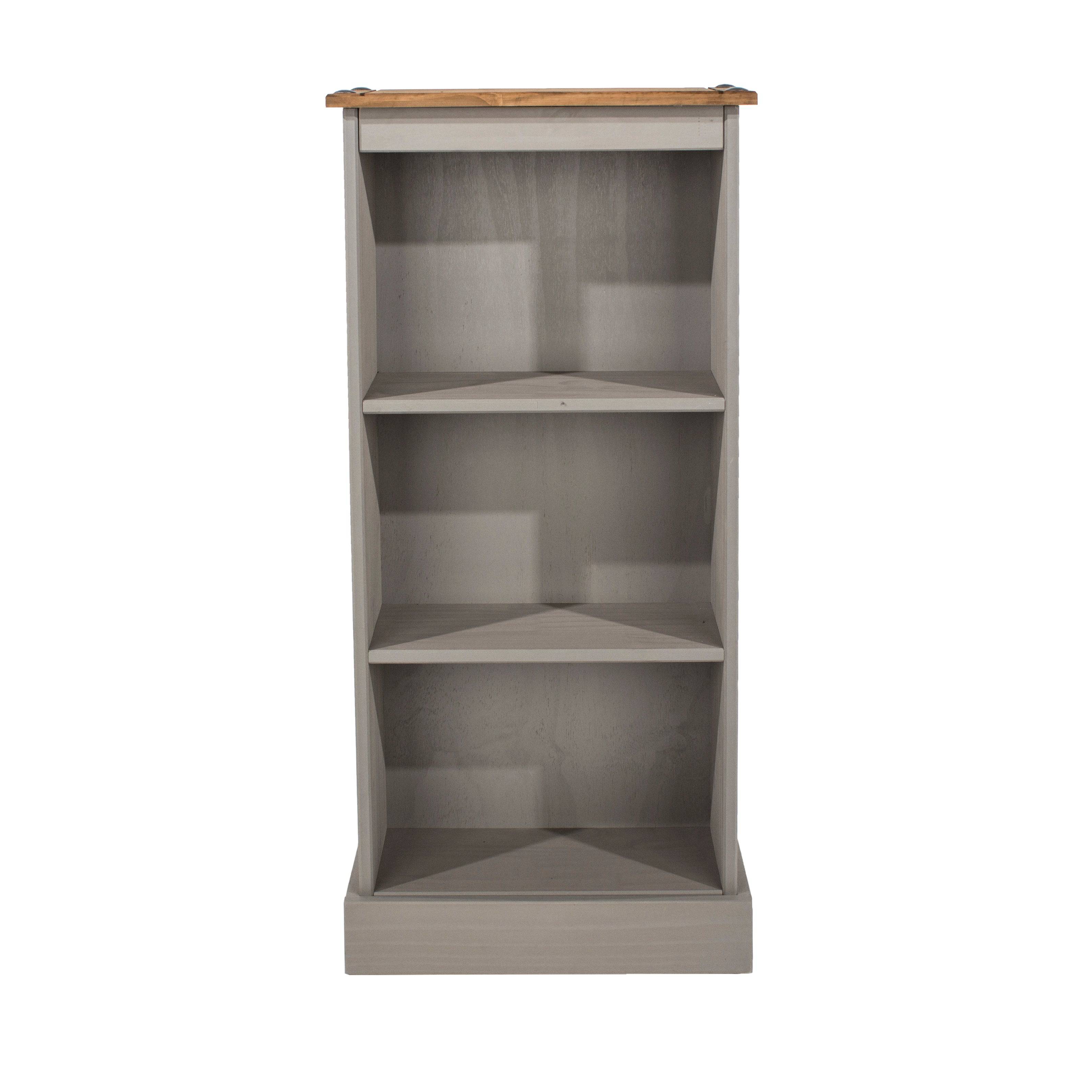 Core Products Corona Pine Grey Wax Low Narrow Bookcase - Price Crash Furniture