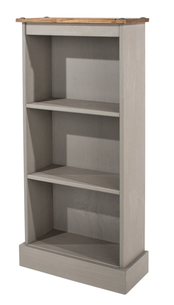 Core Products Corona Pine Grey Wax Low Narrow Bookcase - Price Crash Furniture