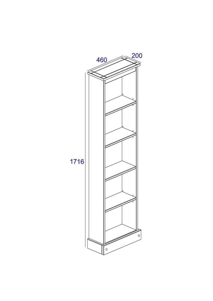 Core Products Corona Pine Tall Narrow Bookcase - Price Crash Furniture