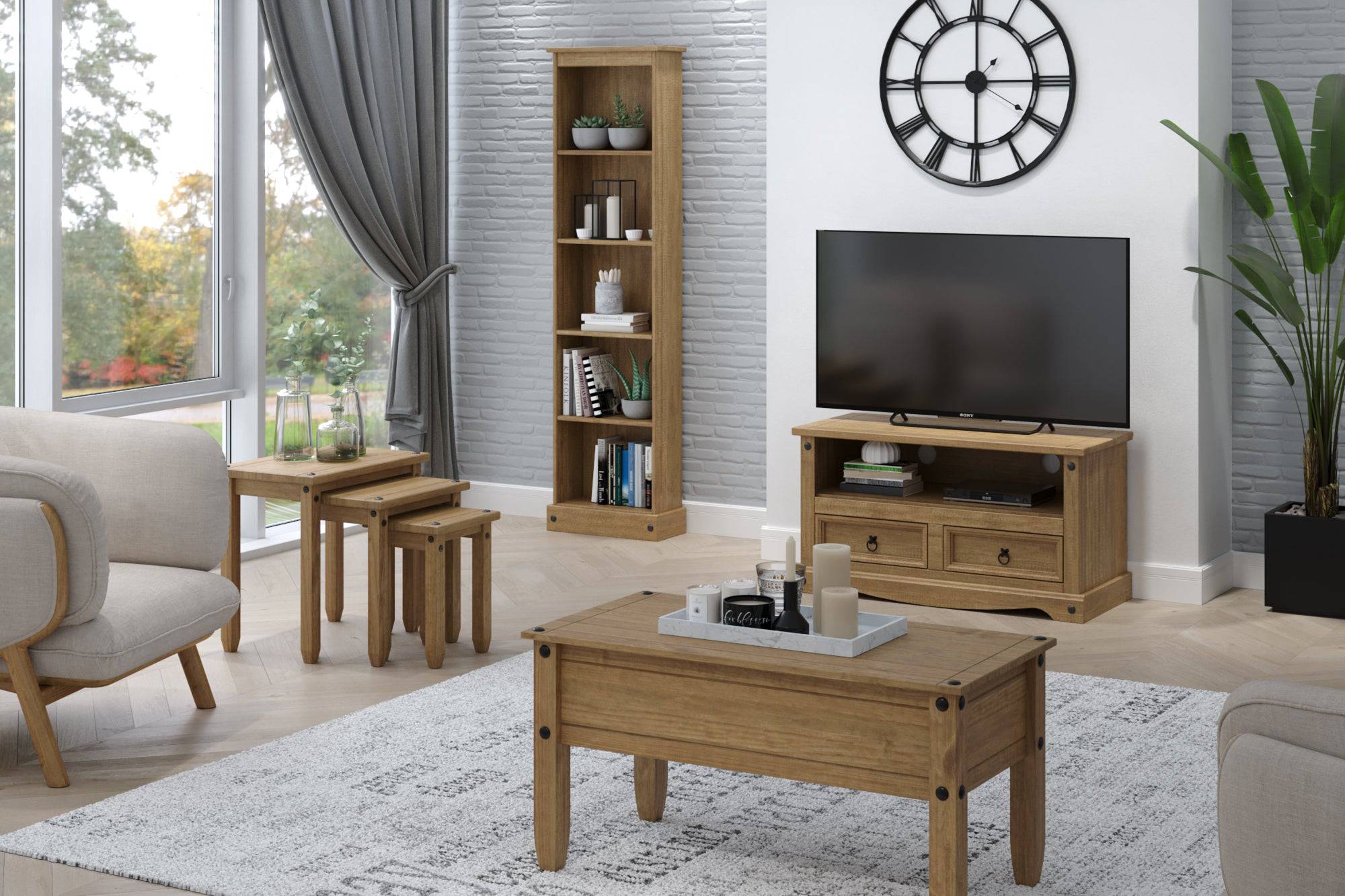 Core Products Corona Pine Tall Narrow Bookcase - Price Crash Furniture