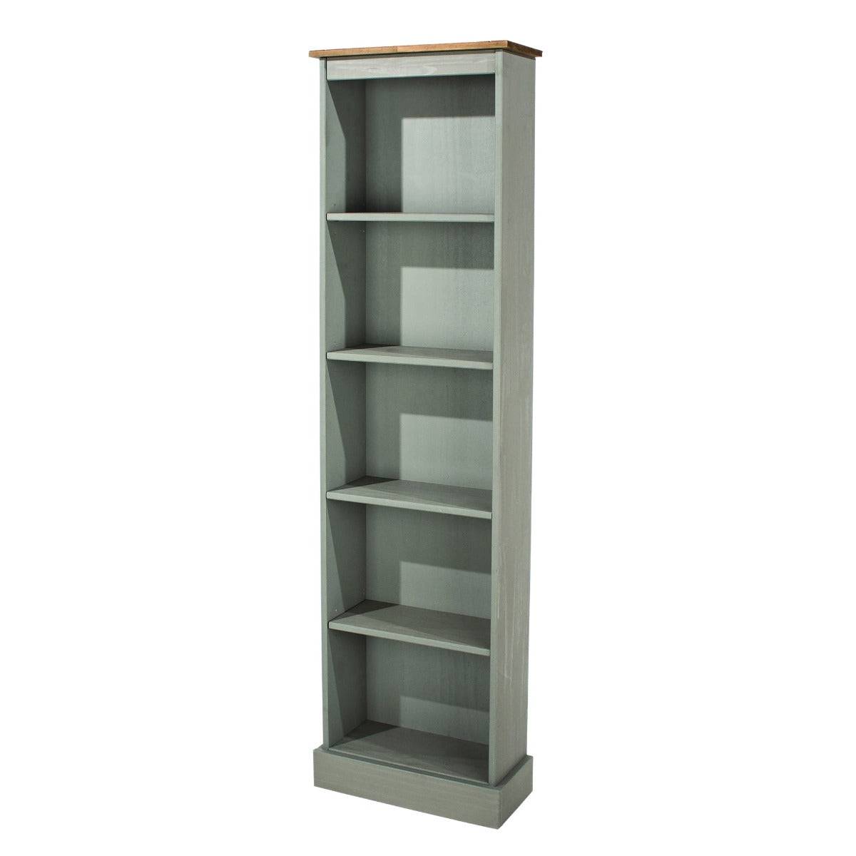 Corona Grey Tall Narrow Bookcase Shelf Unit - Price Crash Furniture