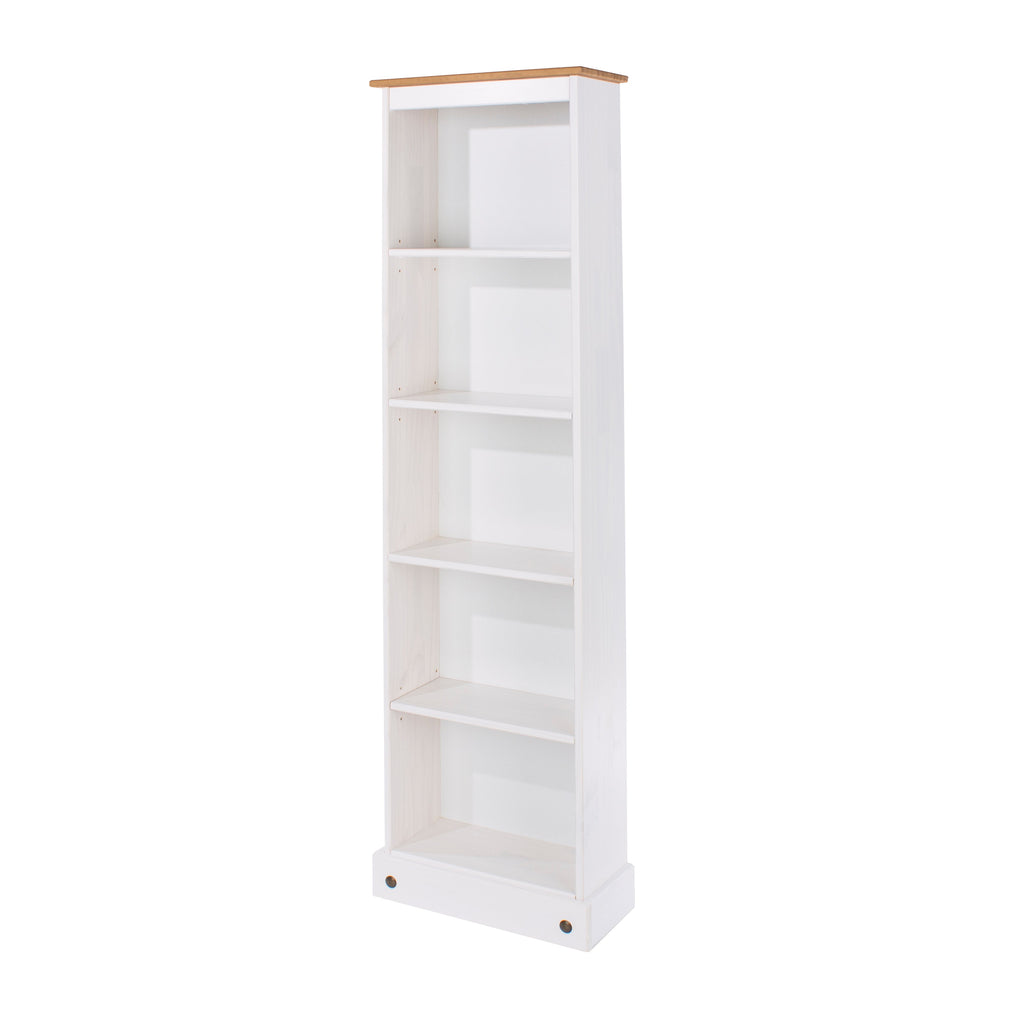 Corona White Tall Narrow Bookcase Shelf Unit - Price Crash Furniture
