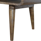 Curved Grey Washed 1 Drawer Coffee Table in Solid Mango Wood - Price Crash Furniture