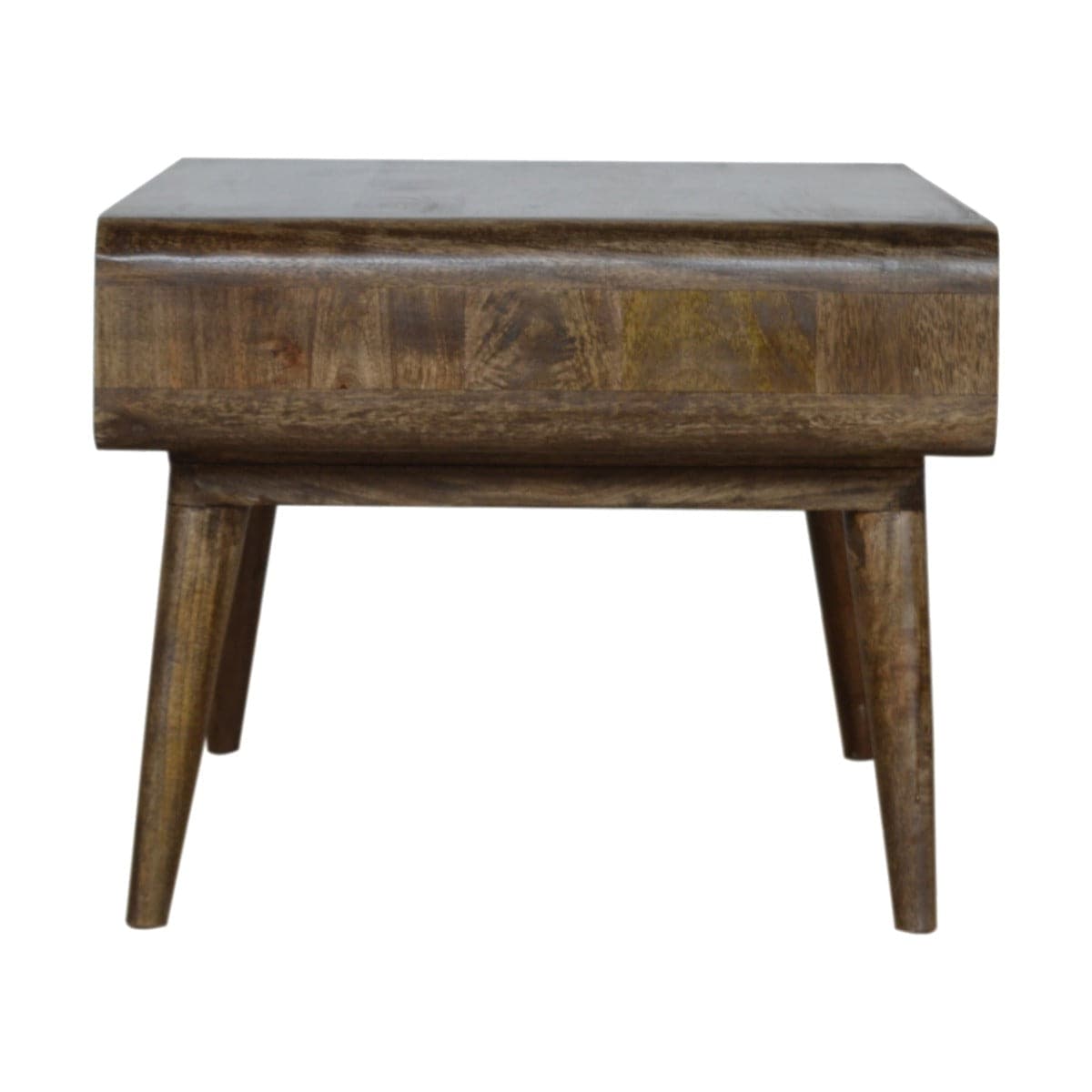 Curved Grey Washed 1 Drawer Coffee Table in Solid Mango Wood - Price Crash Furniture