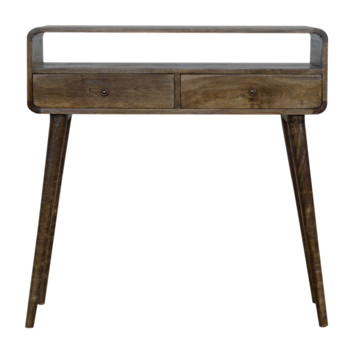 Curved Grey Washed Console Table in Solid Mango Wood. - Price Crash Furniture