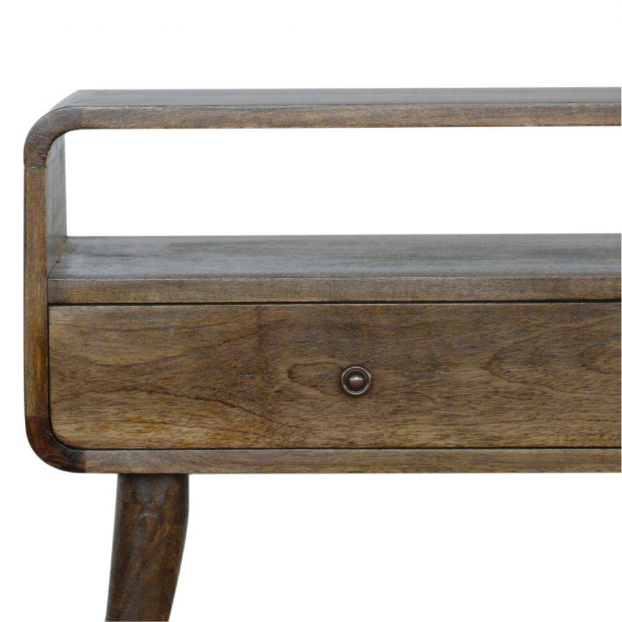 Curved Grey Washed Console Table in Solid Mango Wood. - Price Crash Furniture