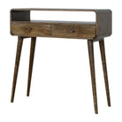 Curved Grey Washed Console Table in Solid Mango Wood. - Price Crash Furniture