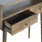 Curved Grey Washed Console Table in Solid Mango Wood. - Price Crash Furniture