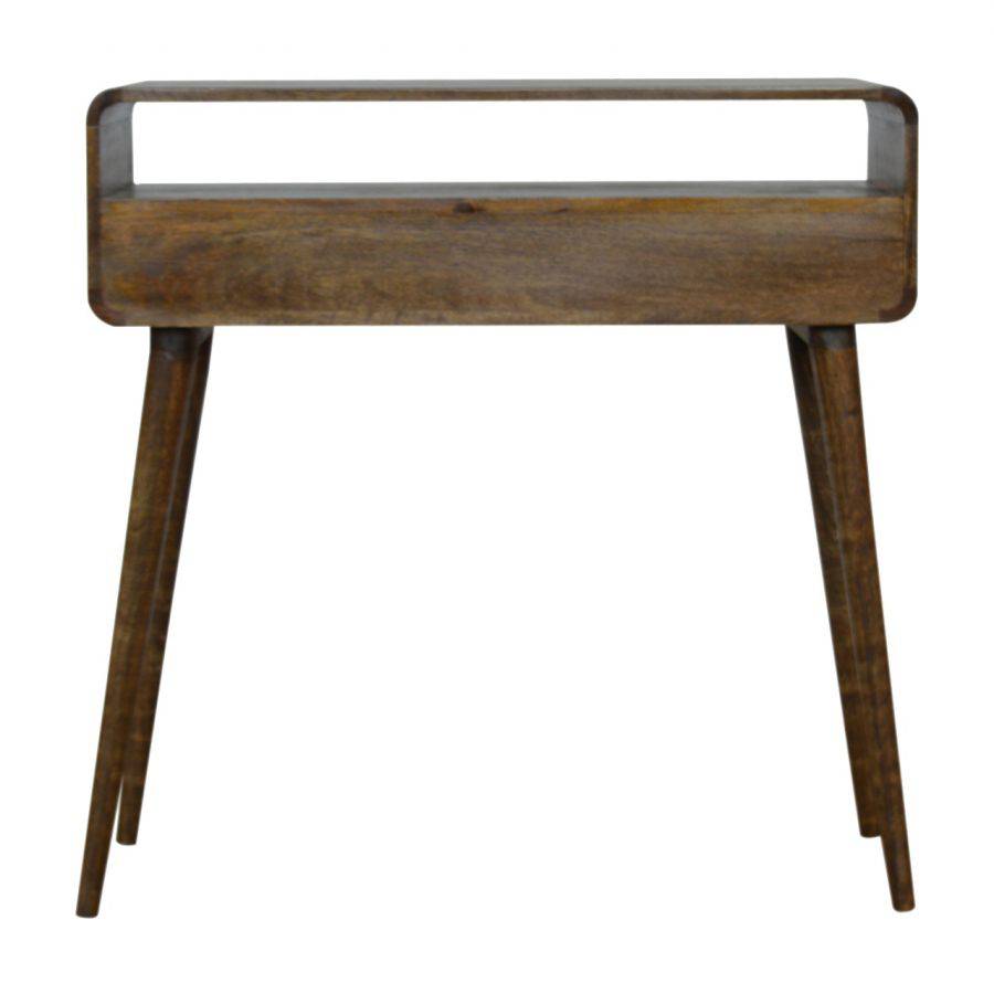 Curved Grey Washed Console Table in Solid Mango Wood. - Price Crash Furniture