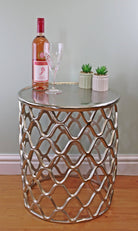 Decorative Silver Metal Side Table - Price Crash Furniture