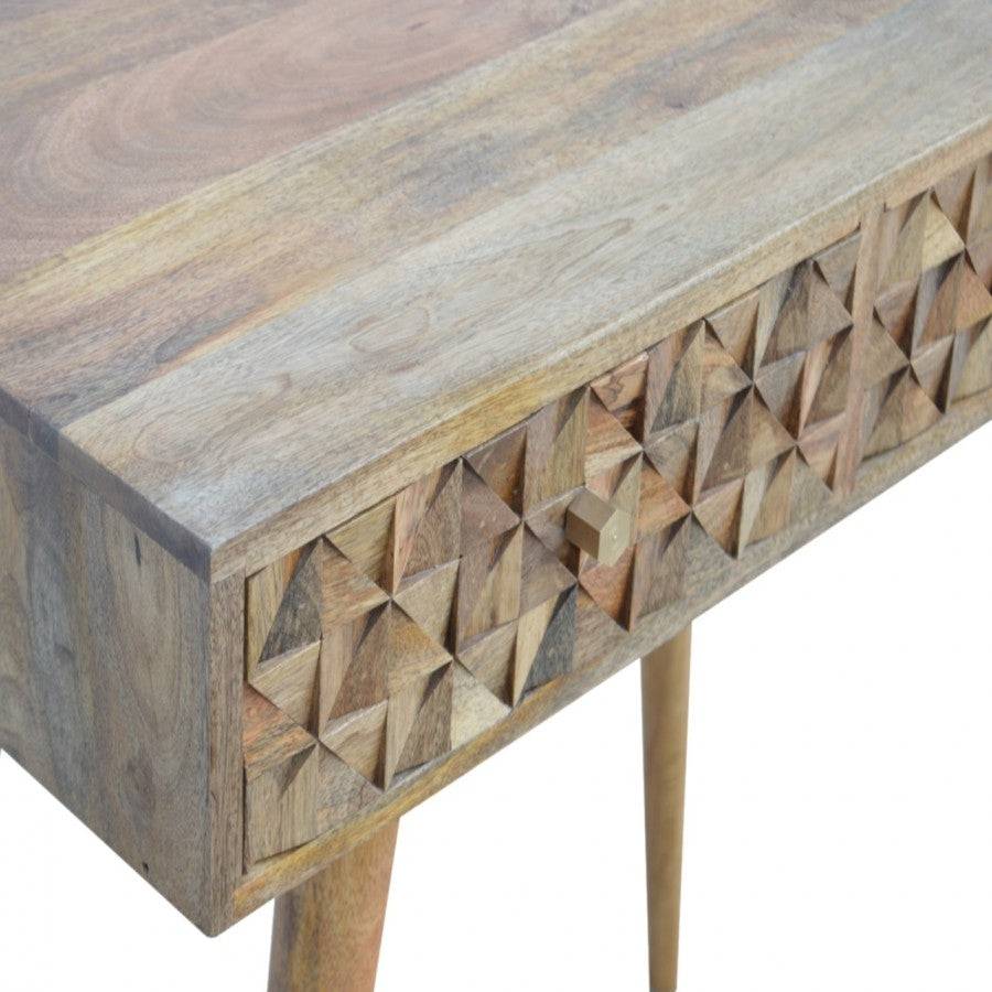 Diamond Carved Console Table With 2 Drawers - Price Crash Furniture
