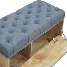 Diamond Carved Storage Hallway Bench With Grey Tweed Top - Price Crash Furniture