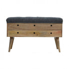 Diamond Carved Storage Hallway Bench With Grey Tweed Top - Price Crash Furniture