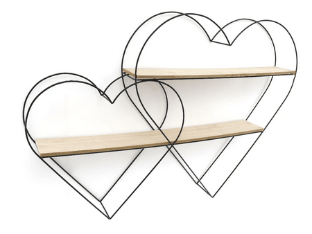 Double Heart Wall Shelf 83cm - Price Crash Furniture
