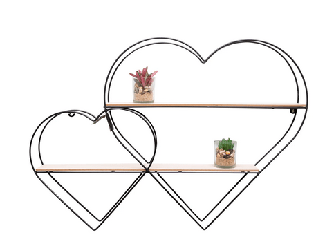 Double Heart Wall Shelf 83cm - Price Crash Furniture