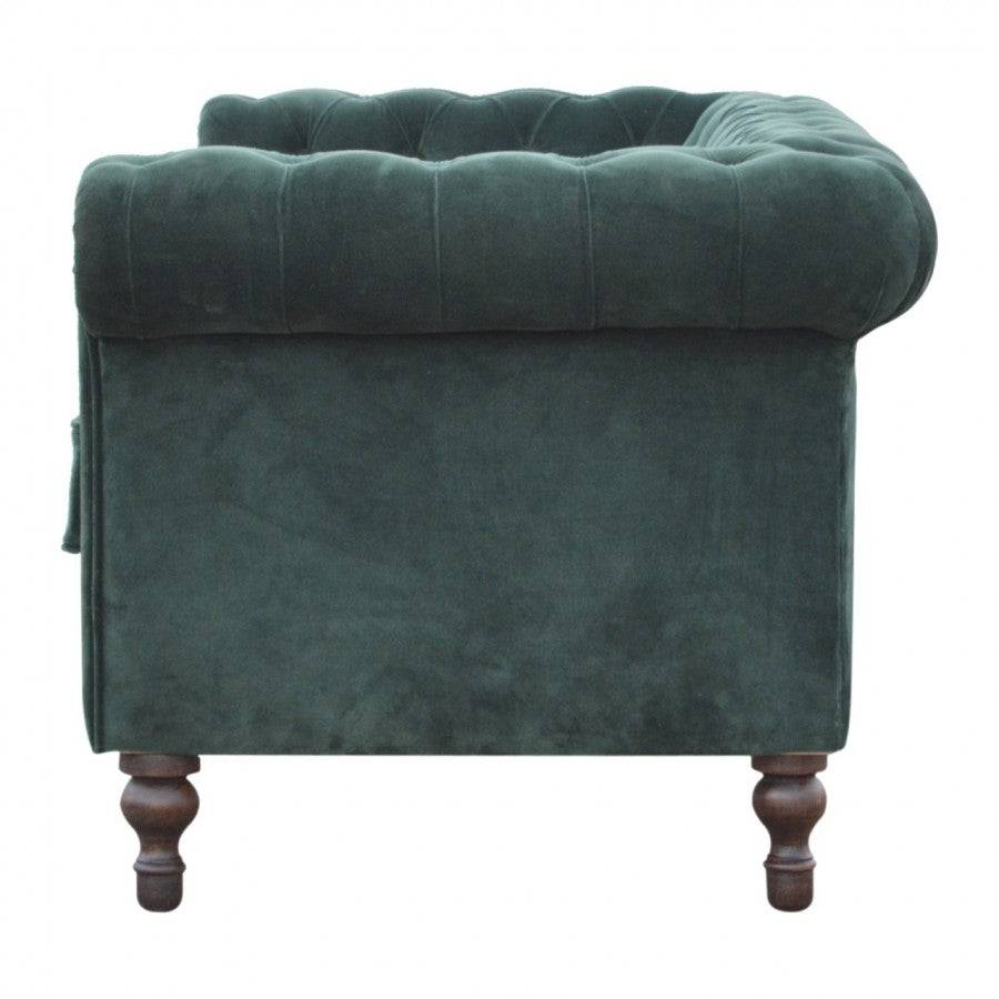 Emerald Green Velvet 2 Seater Chesterfield Sofa - Price Crash Furniture