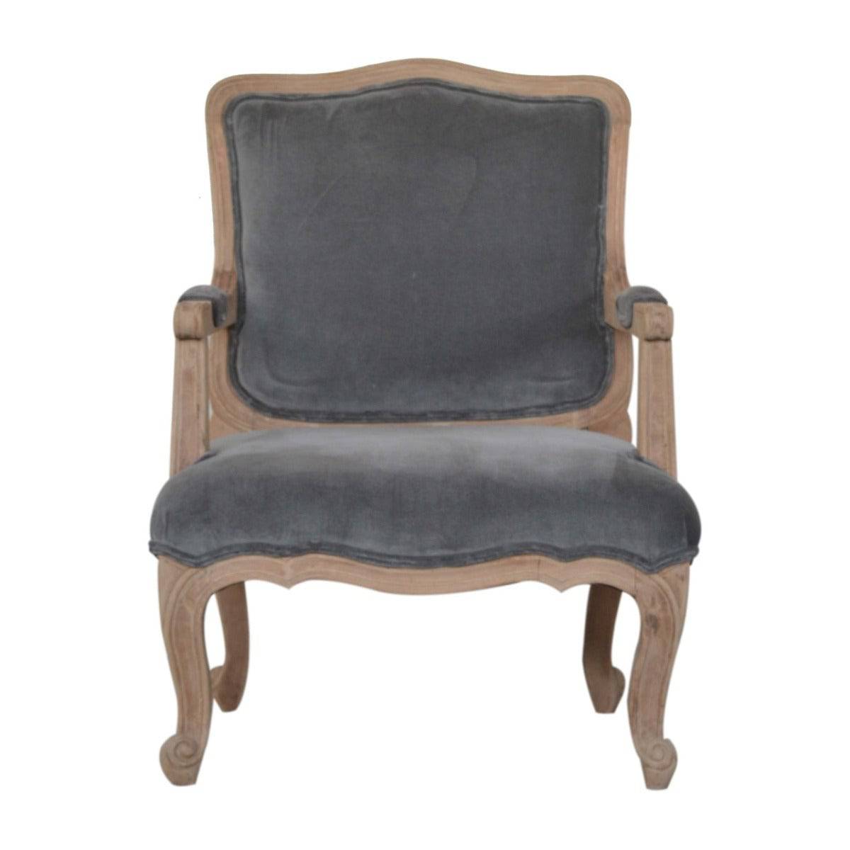 Grey Velvet French Style Chair - Price Crash Furniture