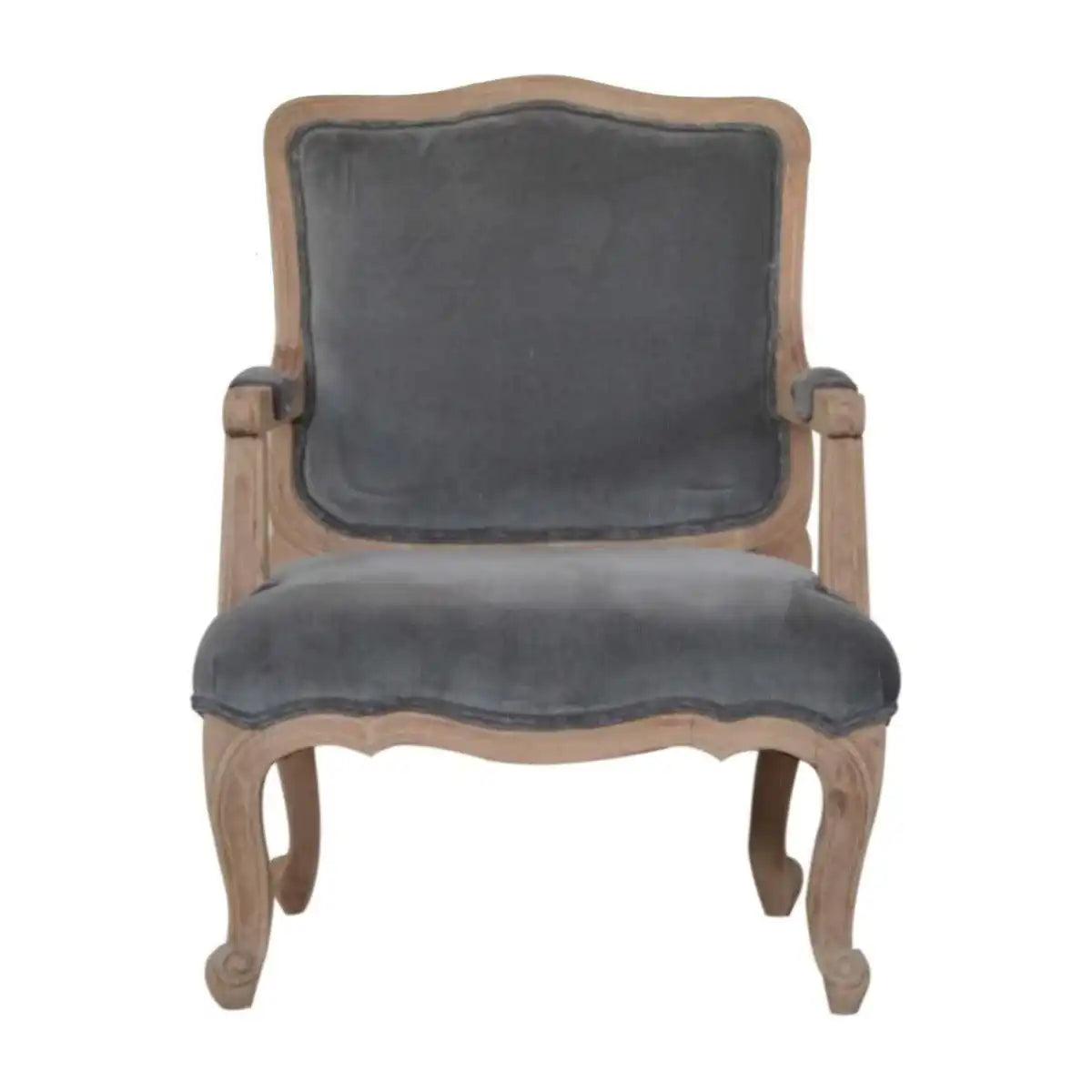 Grey Velvet French Style Chair - Price Crash Furniture