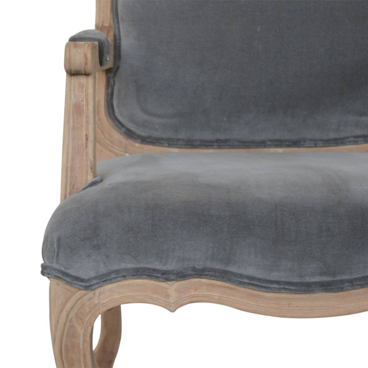 Grey Velvet French Style Chair - Price Crash Furniture