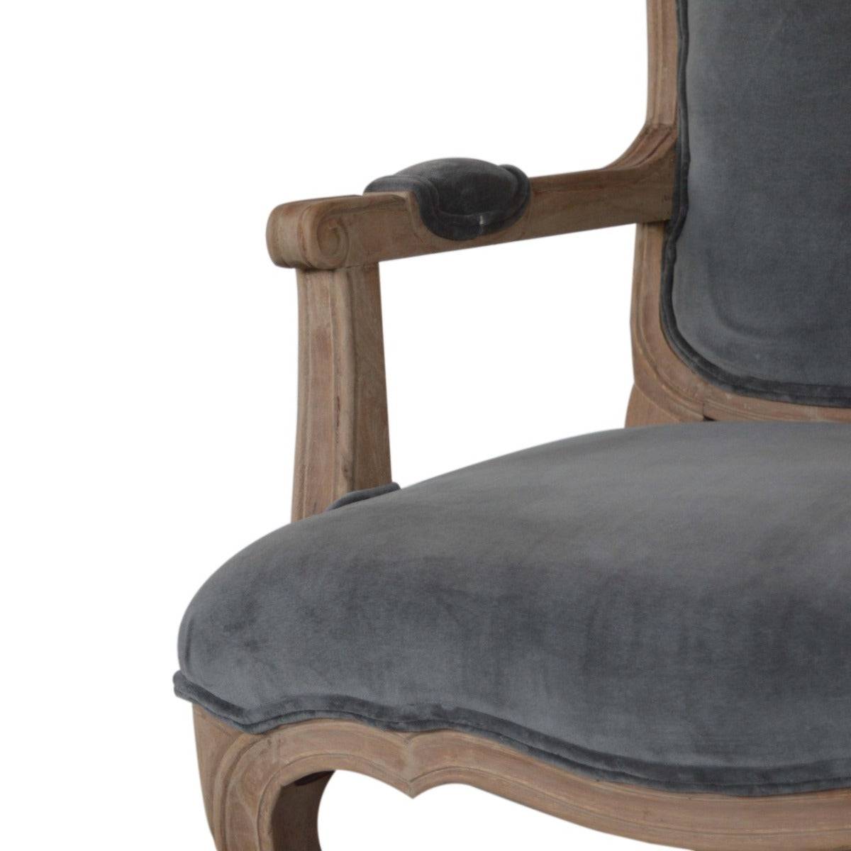 Grey Velvet French Style Chair - Price Crash Furniture