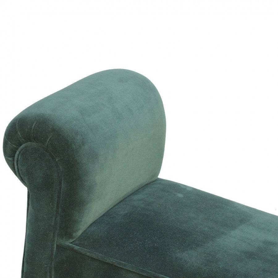 Emerald Velvet Bench With Turned Feet - Price Crash Furniture