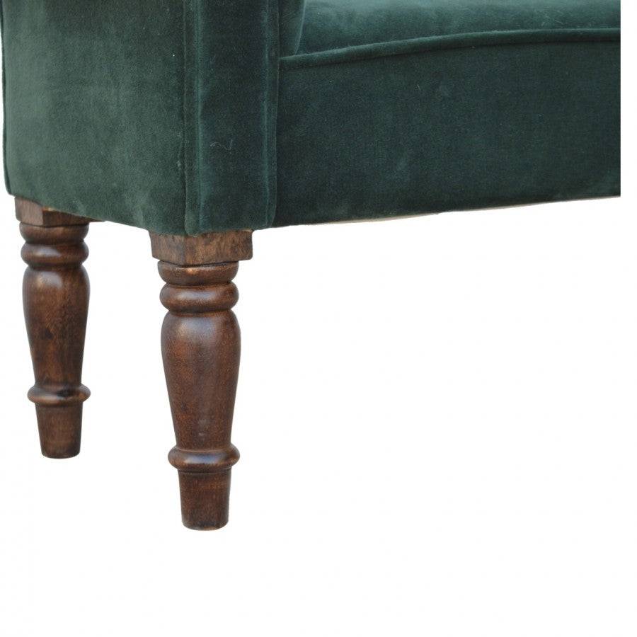 Emerald Velvet Bench With Turned Feet - Price Crash Furniture