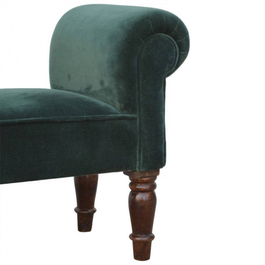 Emerald Velvet Bench With Turned Feet - Price Crash Furniture