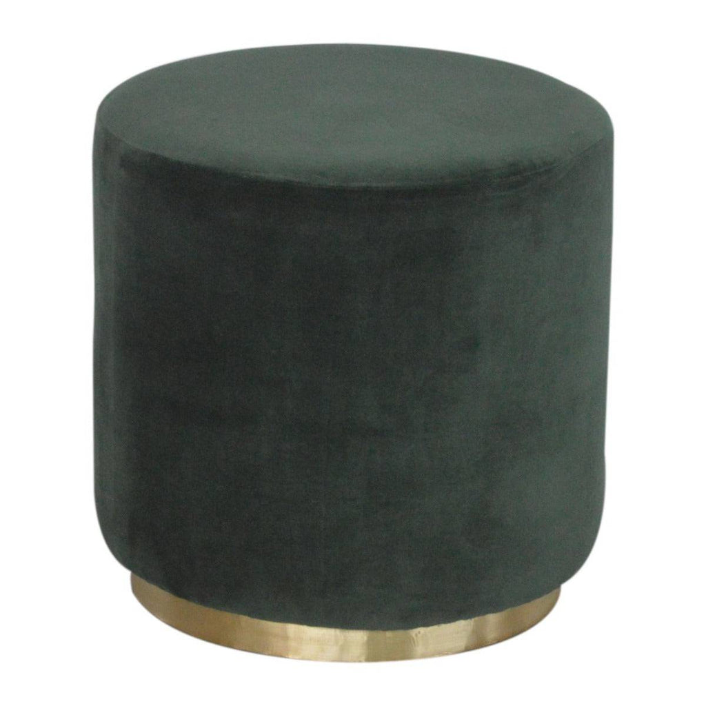 Emerald Velvet Footstool with Gold Base - Price Crash Furniture