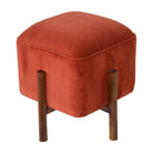 Emerald Velvet Footstool with Solid Wood Legs - Price Crash Furniture