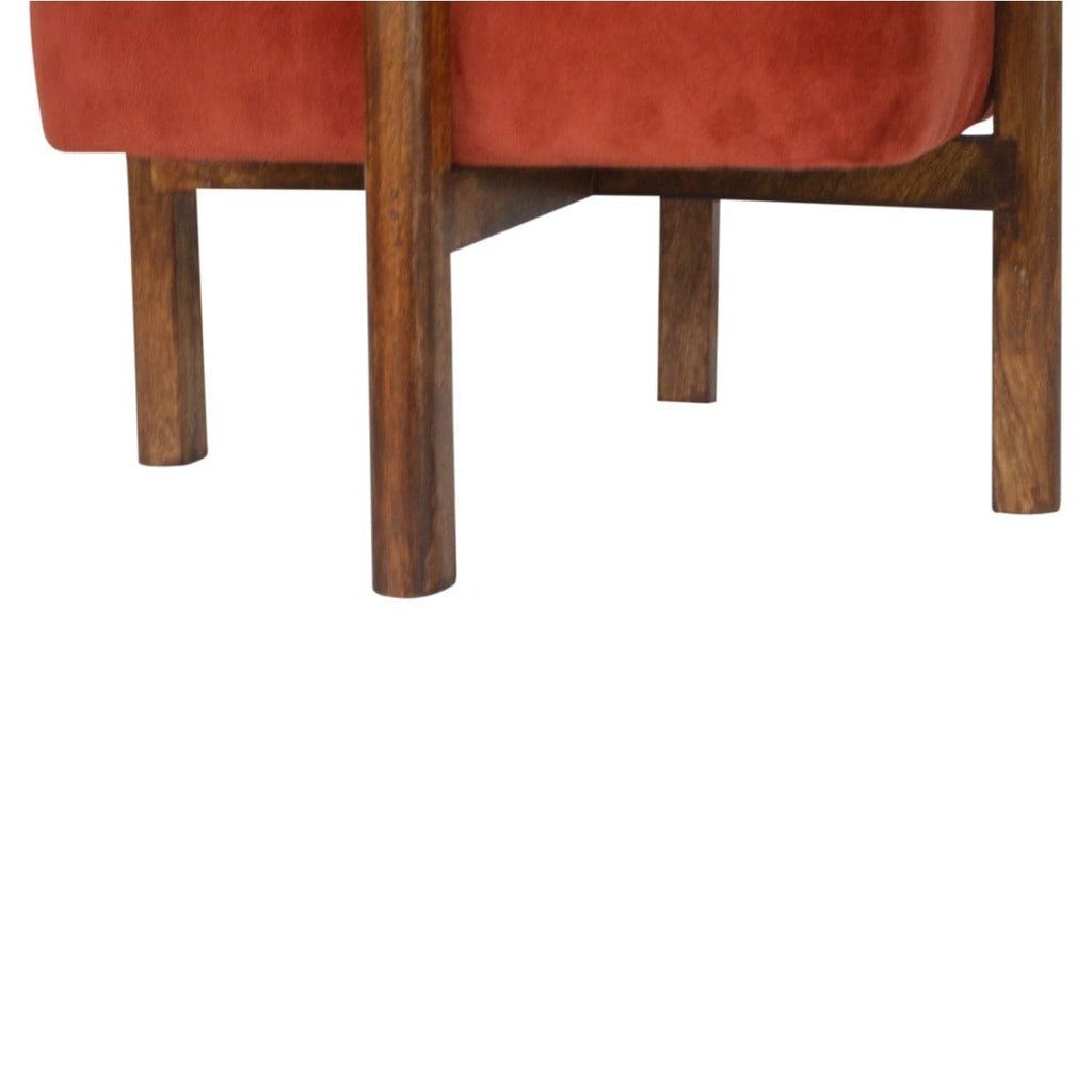 Emerald Velvet Footstool with Solid Wood Legs - Price Crash Furniture