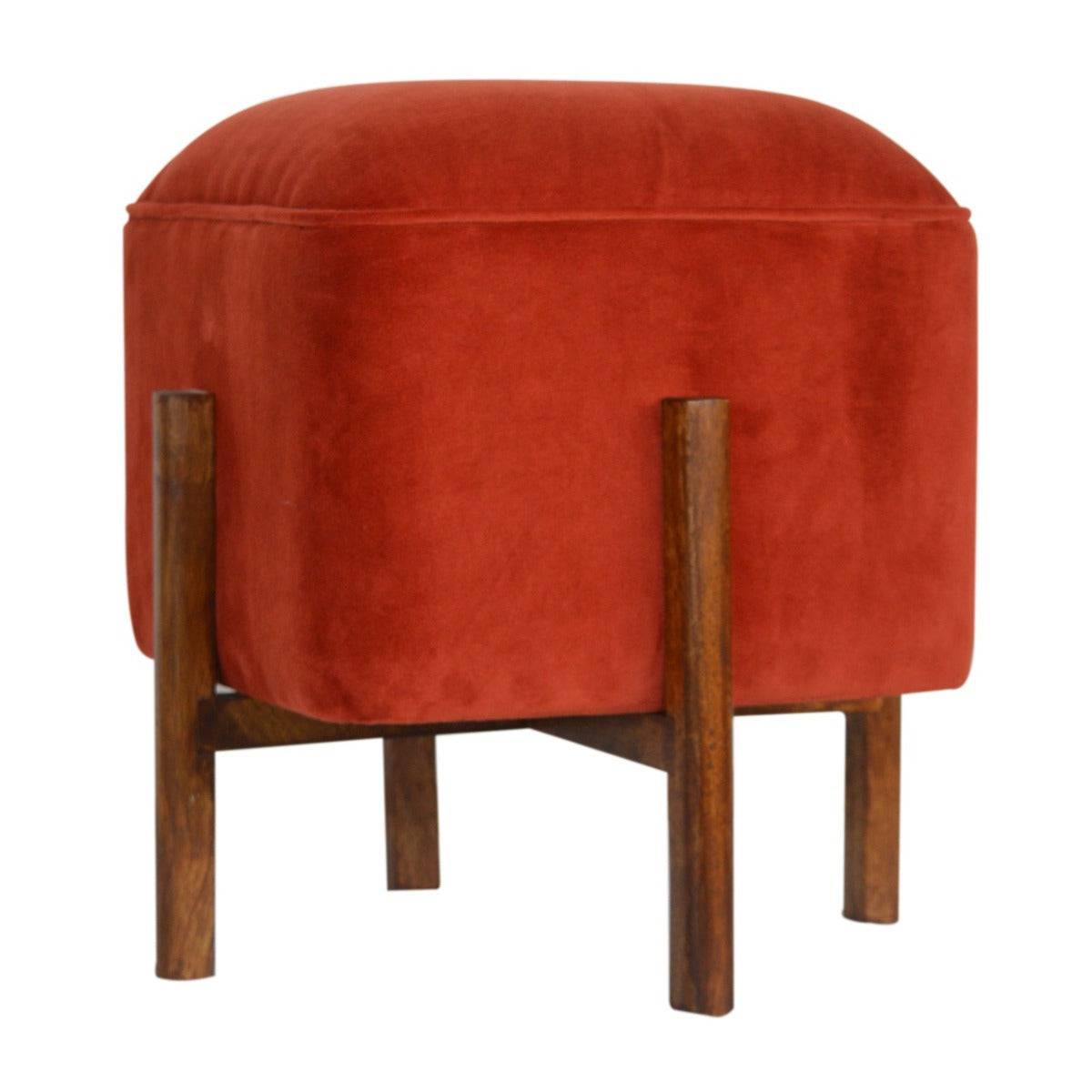 Emerald Velvet Footstool with Solid Wood Legs - Price Crash Furniture