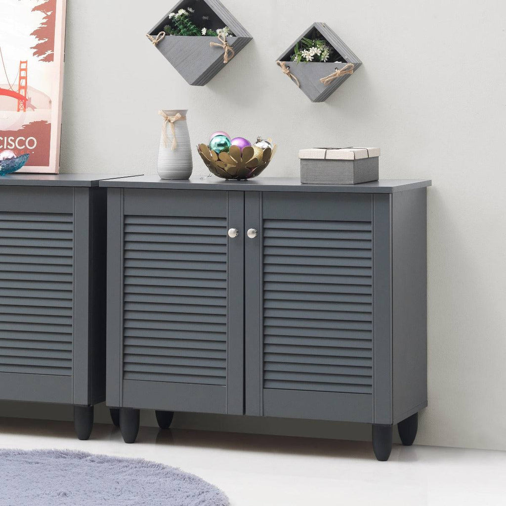 Essentials 2 Door Shoe Cabinet in Dark Grey by TAD - Price Crash Furniture