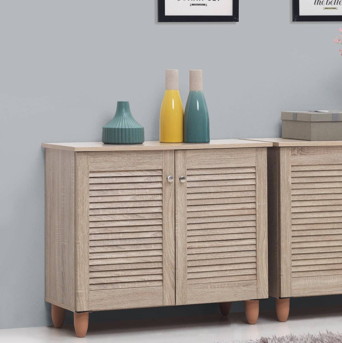 Essentials 2 Door Shoe Cabinet in Oak by TAD - Price Crash Furniture